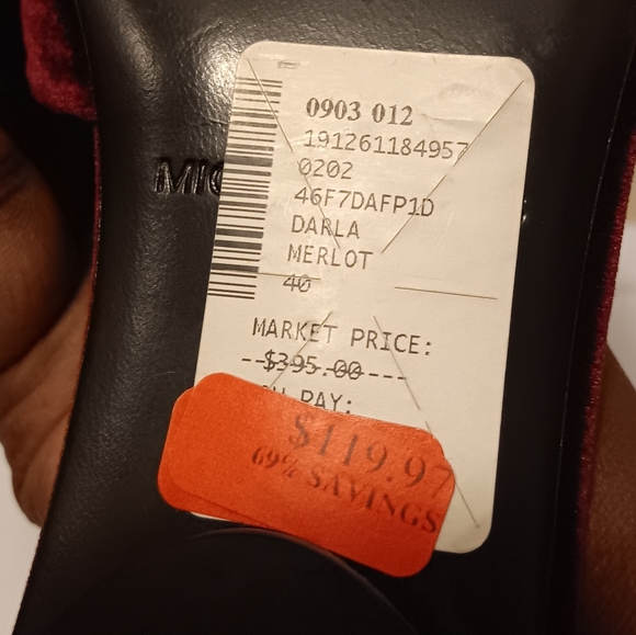 Michael Kors| Velvet Slip On Mule Burgundy Merlot Wine Sz 40/ US 9.5 - Picture 10 of 11